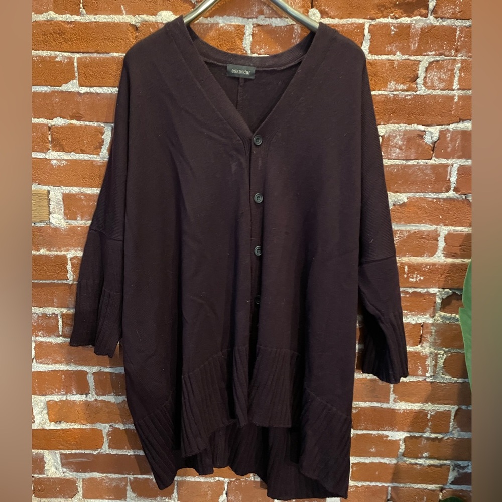 Eskandar Oversized Merino Wool Cardigan